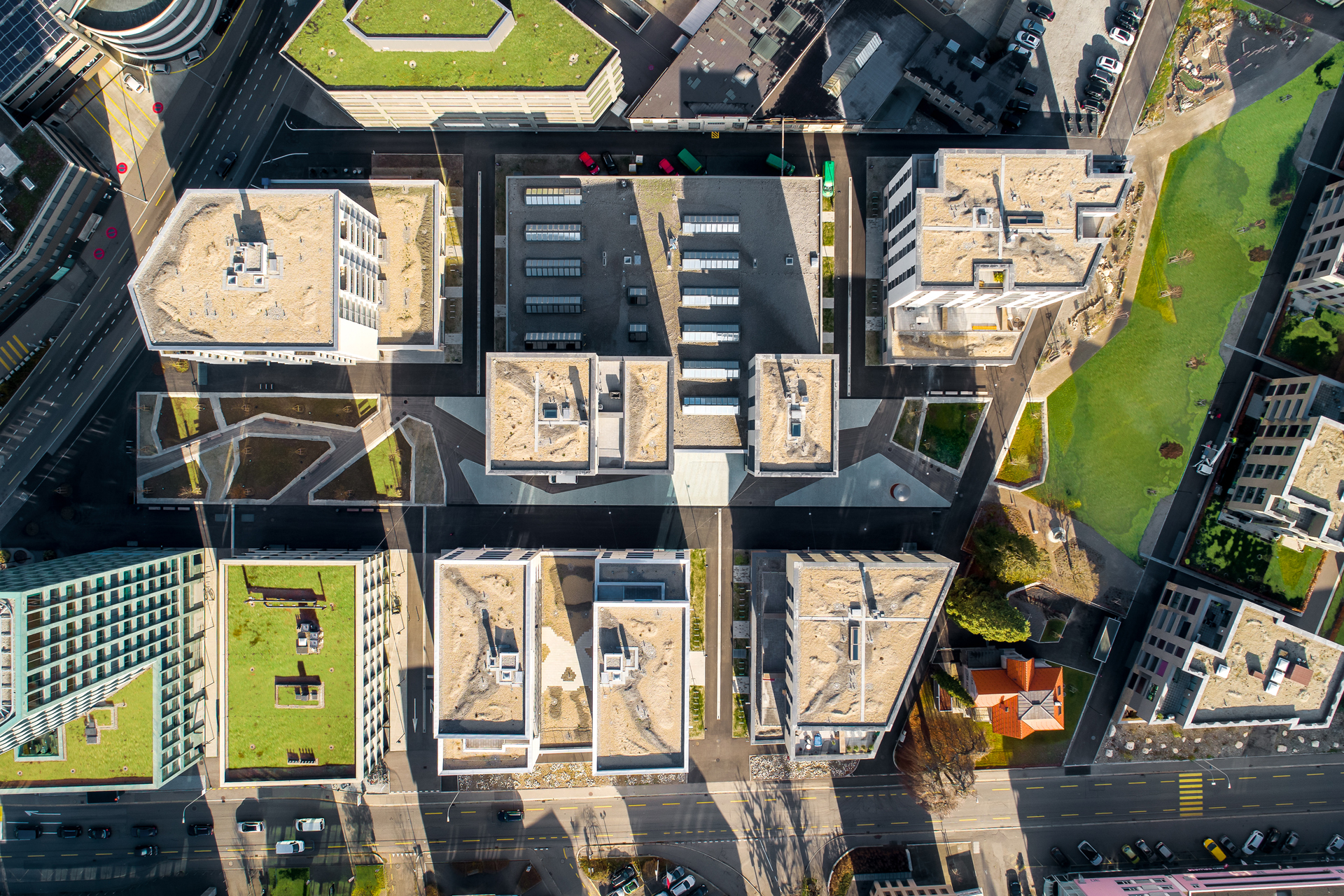 As an overall picture, the pavement and park carpet spreads into the neighbourhood